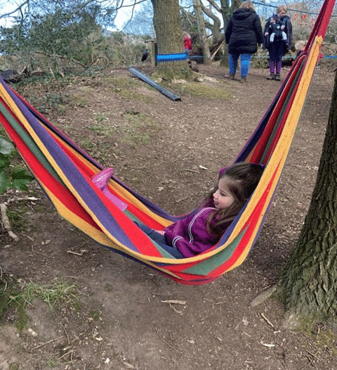 Girl swinging in a hammock