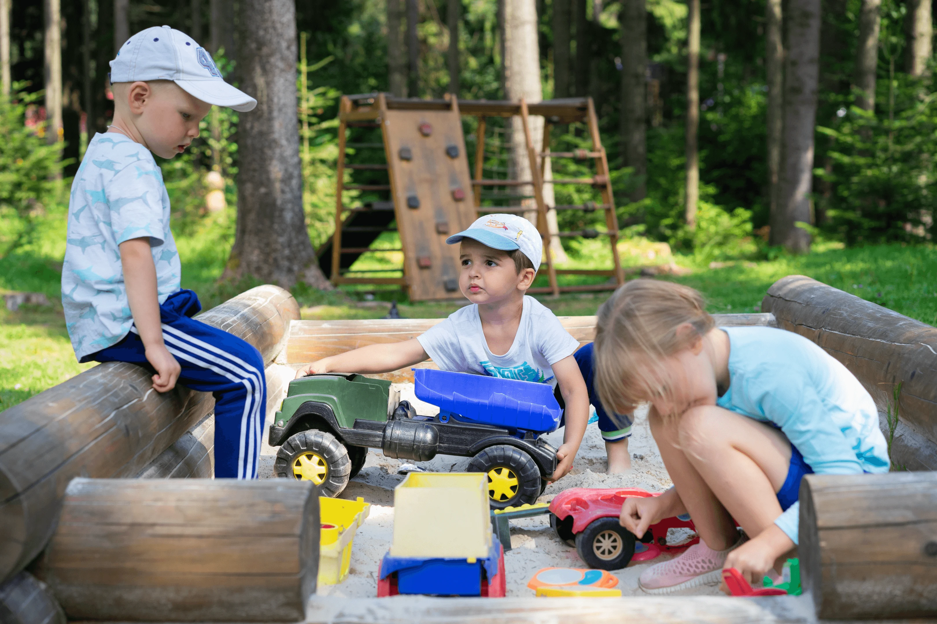 Little boys playing at the playground