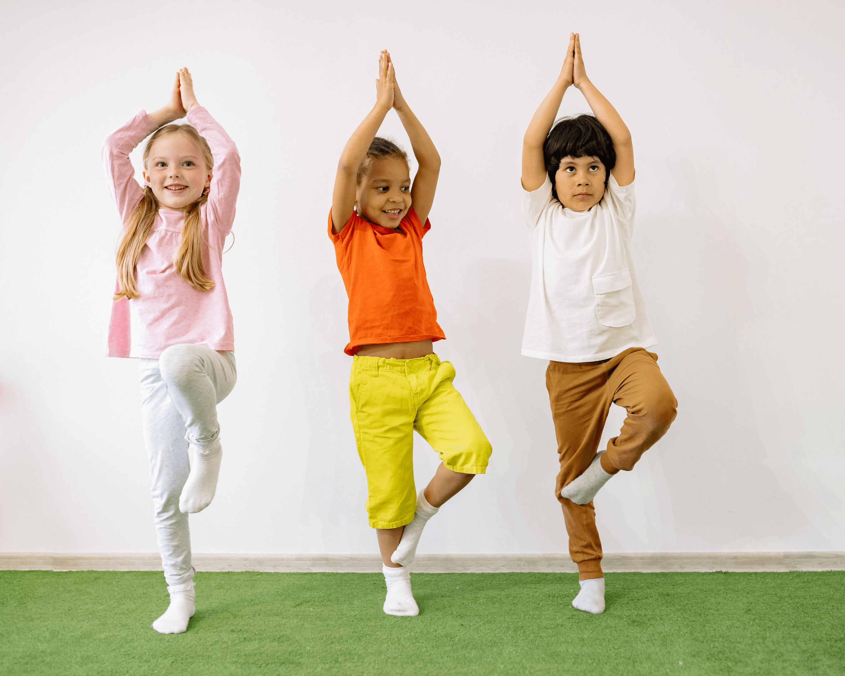 kids practicing yoga